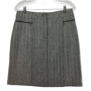 Valerie Stevens Gray Herringbone Wool Woolmark Straight Skirt Size 6 EUC